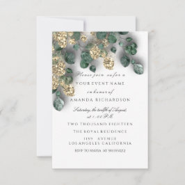 Eukalyptus Greenery Glitzer Gold Foils White Einladung