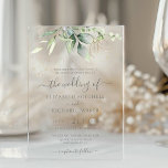 Eukalyptus Greenery Gold Blätter Botanische Hochze Acryleinladungen<br><div class="desc">Schöne Hochzeitseinladung mit Aquarell Eukalyptus und goldenen Blätter.</div>