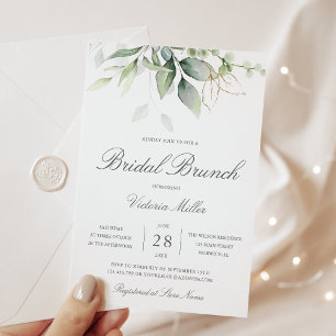 Eukalyptus Greenery Gold Blätter Bridal Brunch Einladung