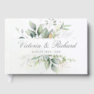 Eukalyptus Greenery Gold Blätter Elegante Hochzeit Gästebuch