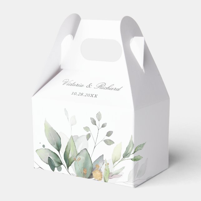 Eukalyptus Greenery Gold Blätter Vielen Dank Geschenkschachtel (Vorderseite)