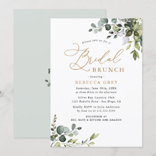 Eukalyptus Greenery Gold Bridal Brunch Einladung