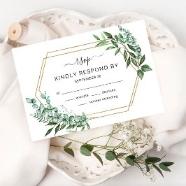 Eukalyptus Greenery Gold Frame RSVP Card Karte
