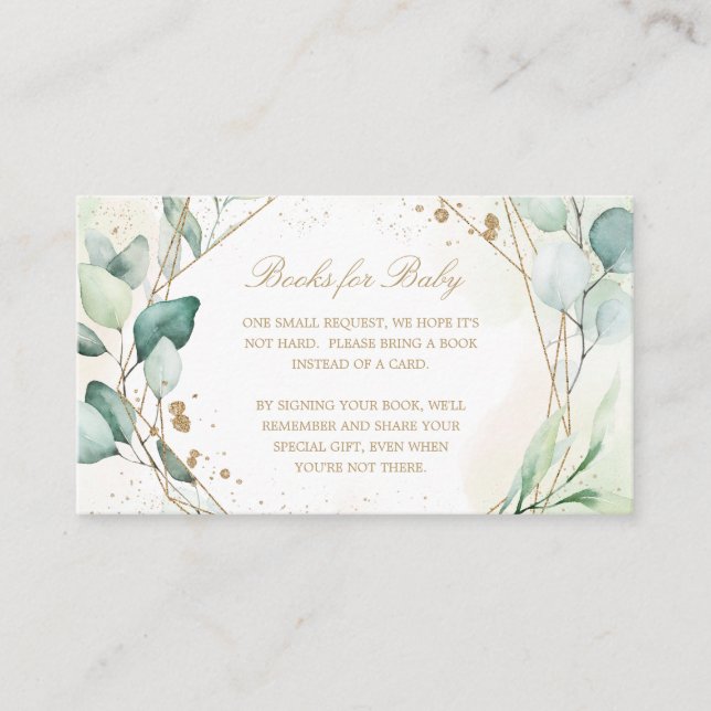 Eukalyptus Greenery Gold Geometric Books for Baby Begleitkarte (Vorderseite)