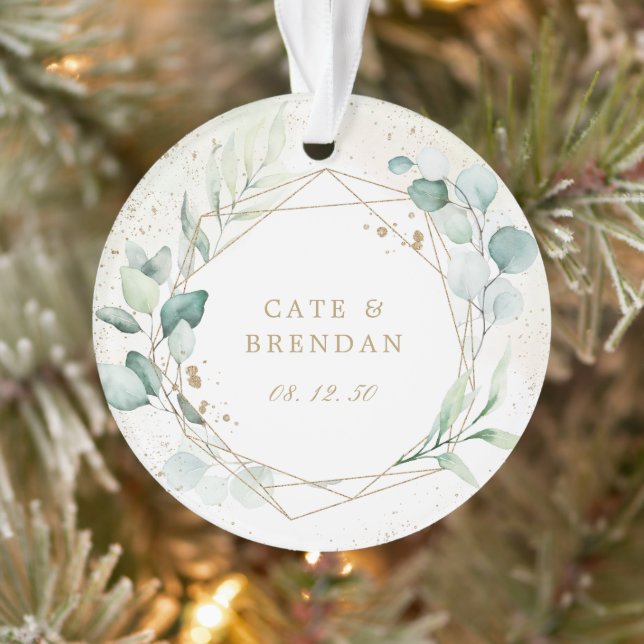 Eukalyptus Greenery Gold Geometric Foto neu verhei Ornament (Baum)