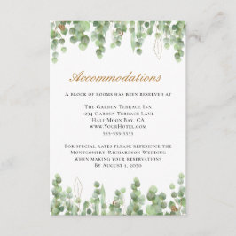 Eukalyptus Greenery Gold Hochzeitsunterkünfte Begleitkarte