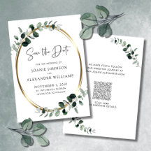 Eukalyptus Greenery Gold Metallic Save the Date