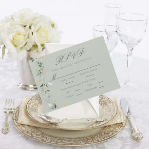 Eukalyptus Greenery Gold Sage Green Wedding RSVP Karte
