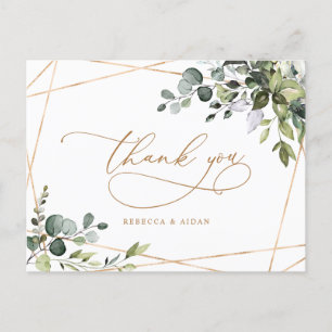 Eukalyptus Greenery Gold Text Wedding Vielen Dank Postkarte