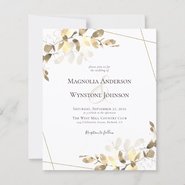 Eukalyptus Greenery Gold Wedding Einladung (Vorderseite)