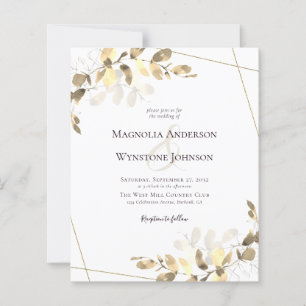 Eukalyptus Greenery Gold Wedding Einladung