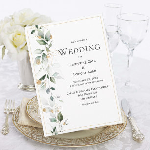 Eukalyptus Greenery Gold Wedding Einladung