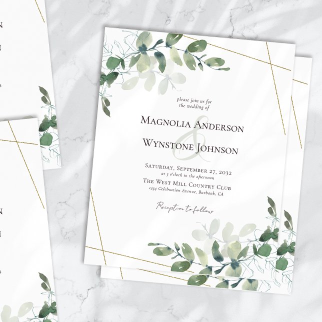 Eukalyptus Greenery Gold Wedding Einladung (Von Creator hochgeladen)
