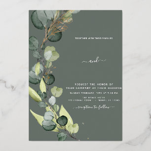 Eukalyptus Greenery Gold Wedding Foil Einladung