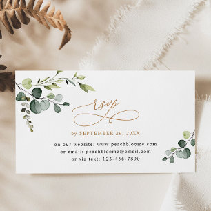 Eukalyptus Greenery Gold Wedding Online RSVP Cards Visitenkarte