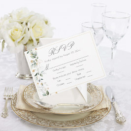 Eukalyptus Greenery Gold Wedding RSVP Karte
