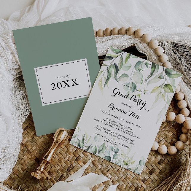 Eukalyptus Greenery Grad Party Einladung (Von Creator hochgeladen)