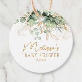 Eukalyptus Greenery Green Leaf & Gold Baby Dusche Geschenkanhänger