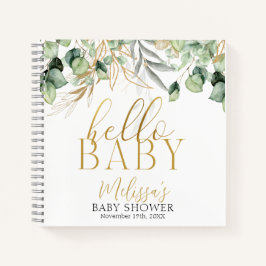 Eukalyptus Greenery Green Leaf & Gold Baby Dusche Notizbuch