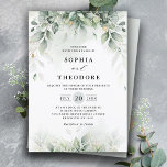 Eukalyptus Greenery Gum Botanische Hochzeit Einladung<br><div class="desc">Elegante und moderne Frühjahr/Mitsommer botanische Hochzeitseinladung mit einem Bouquet von weichen Aquarellen grünen Blätter / botanischen Blätter / Eukalyptus und goldenen Glitzer Staub . Weitere passende Designs und Variationen finden Sie in meinem "Blitzweddingpaperie" Shop. Und zögern Sie nicht,  mich für weitere Anpassungen oder Match-Artikel zu kontaktieren.</div>