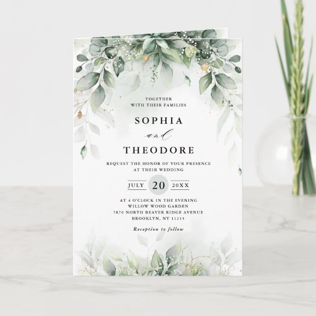 Eukalyptus Greenery Gum Botanische Hochzeit Einladung (Vorderseite)