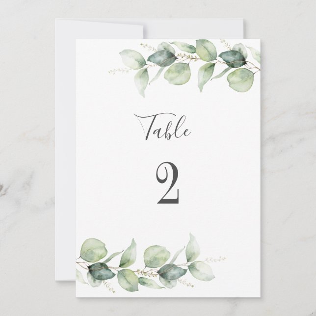 Eukalyptus Greenery Hochzeit Tischnummer 2 Sitzplä (Vorderseite)