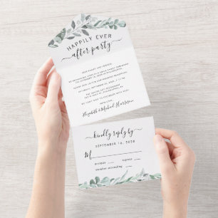 Eukalyptus Greenery Hochzeitsempfang All In One Einladung