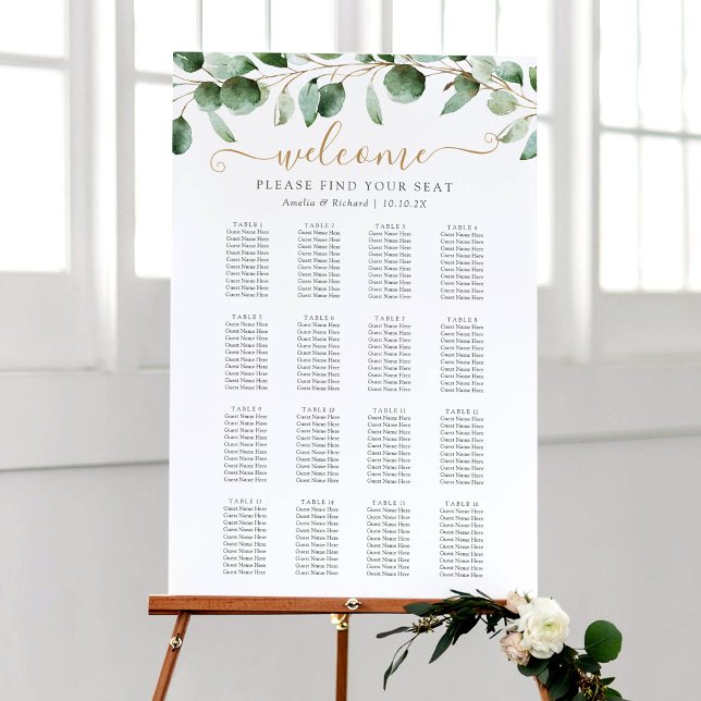 Eukalyptus Greenery Hochzeitssitzkarte 16 Tabelle Poster (Von Creator hochgeladen)