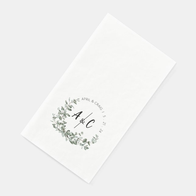 Eukalyptus Greenery Initialed Paper Guest Towels Serviette (Ecke)