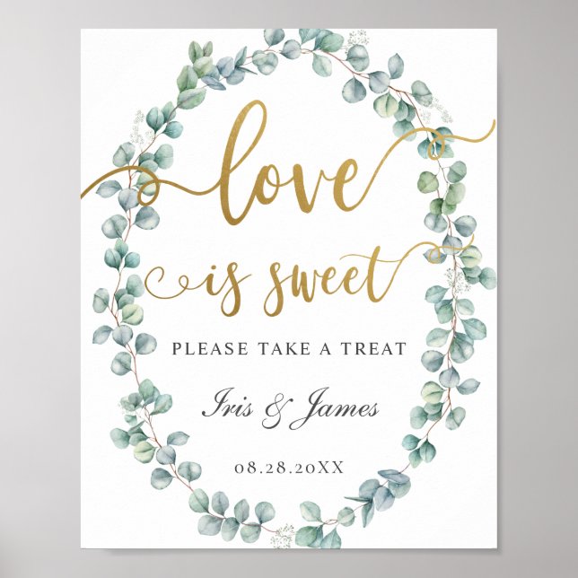 Eukalyptus Greenery Liebe ist Sweet Nehmen Sie ein Poster (Vorne)