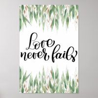 Eukalyptus Greenery Liebe Versage nie Poster