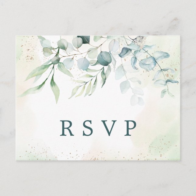 Eukalyptus Greenery Meal Choice Wedding RSVP Einladungspostkarte (Vorderseite)