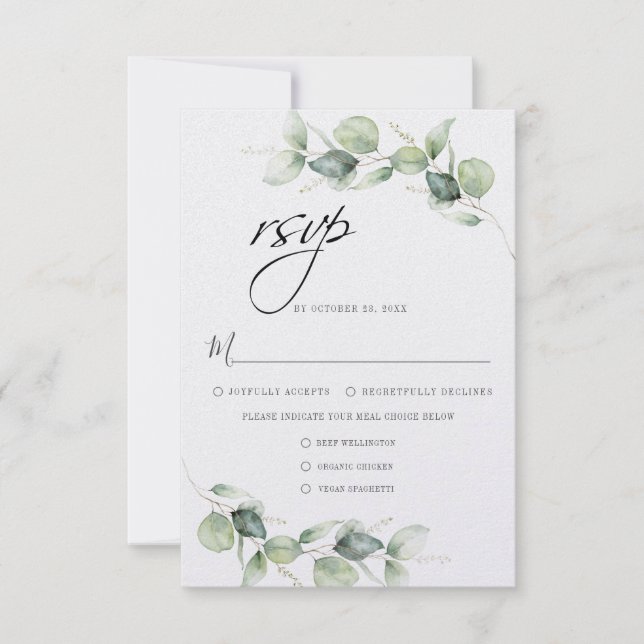 Eukalyptus Greenery Minimalistisch Botanische Hoch RSVP Karte (Vorderseite)