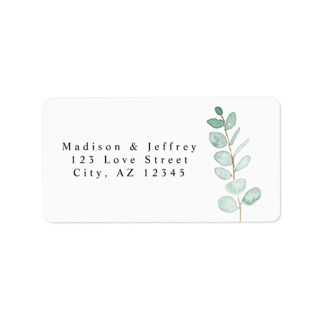 Eukalyptus Greenery Minimalistisch Wedding Address Adressaufkleber (Vorne)