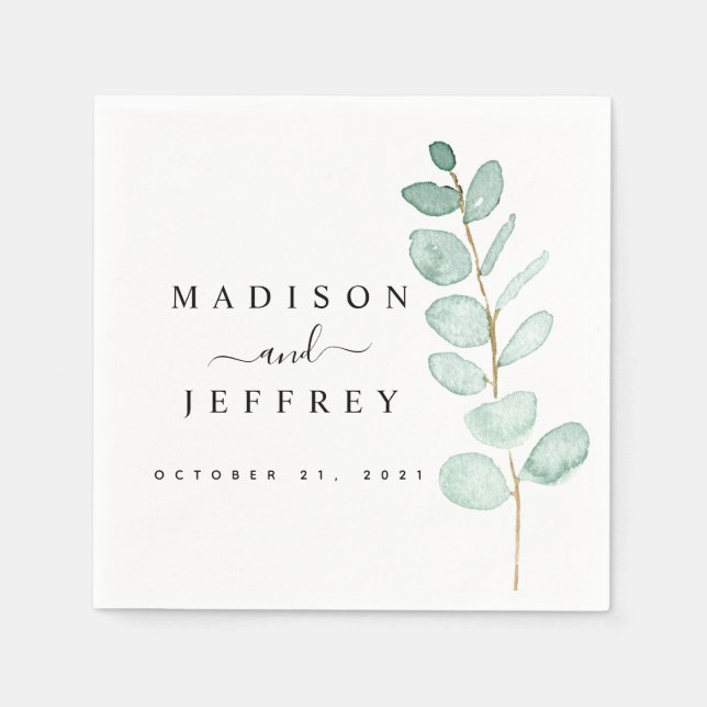 Eukalyptus Greenery Minimalistisch Wedding Cocktai Serviette (Vorderseite)