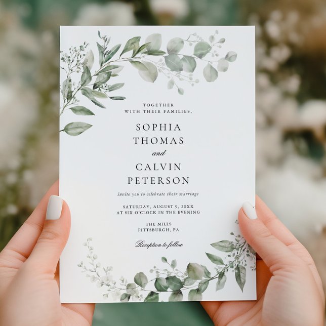 Eukalyptus Greenery Minimalistisch Wedding Einladung (Von Creator hochgeladen)