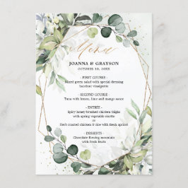 Eukalyptus Greenery Modern Geometric Wedding Menu Menükarte