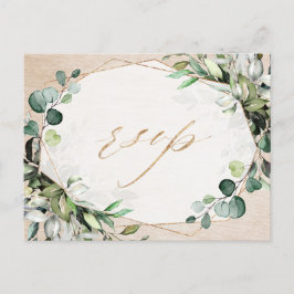 Eukalyptus Greenery Modern Geometric Wedding RSVP Postkarte