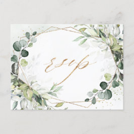 Eukalyptus Greenery Modern Geometric Wedding RSVP Postkarte