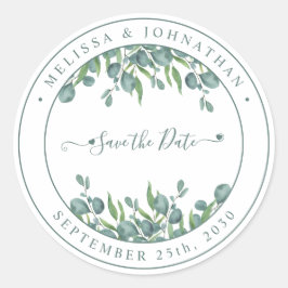 Eukalyptus Greenery Moderne Hochzeit retten das Da Runder Aufkleber