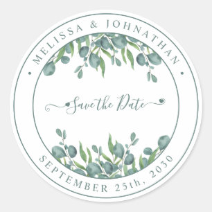 Eukalyptus Greenery Moderne Hochzeit retten das Da Runder Aufkleber