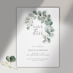 Eukalyptus Greenery Modernes Schloss Elegante Hoch Save The Date