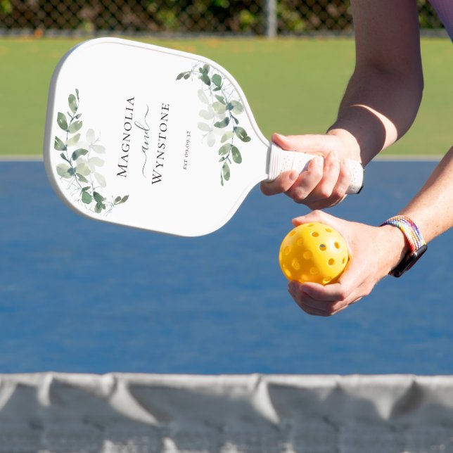 Eukalyptus Greenery Monogram Wedding Pickleball Schläger (InSitu)