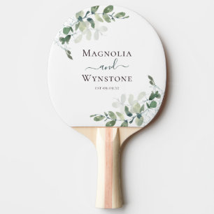 Eukalyptus Greenery Monogram Wedding Tischtennis Schläger