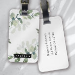 Eukalyptus Greenery Personalisiert Monogram Name Gepäckanhänger<br><div class="desc">Dieses Aquarell Eukalyptus Gründesign mit Ihrem Namen personalisieren.</div>