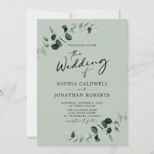 Eukalyptus Greenery QR Code Calligraphy Wedding Einladung