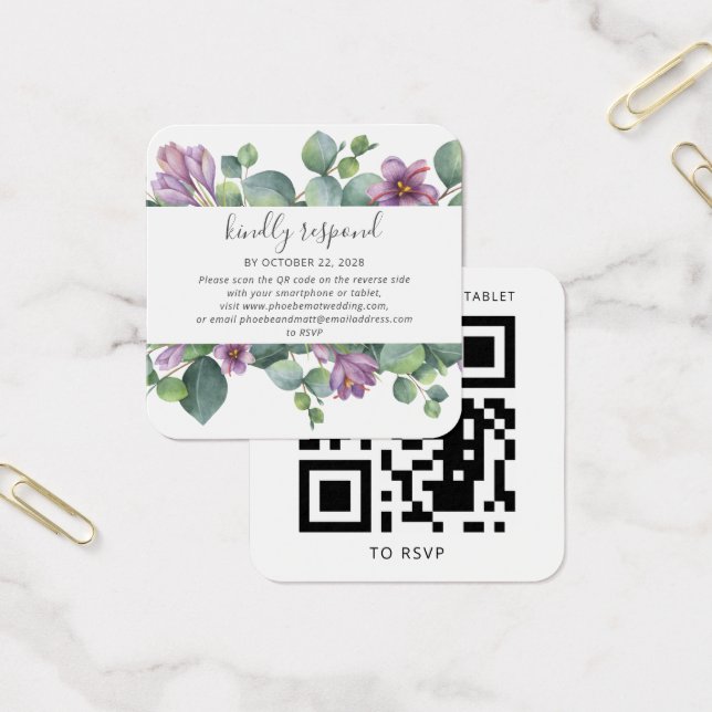 Eukalyptus Greenery QR Code Wedding RSVP Card (Büro)