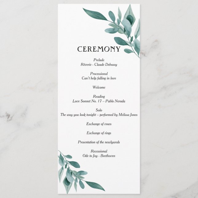 Eukalyptus Greenery Rahmen Grün Blau Weiß Programm (Vorderseite)