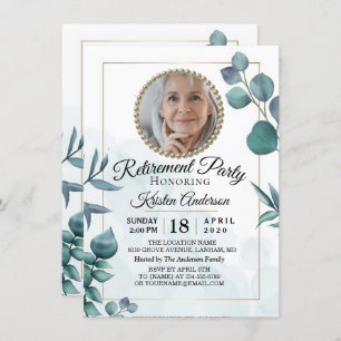 Eukalyptus Greenery Rentirement Party Einladung