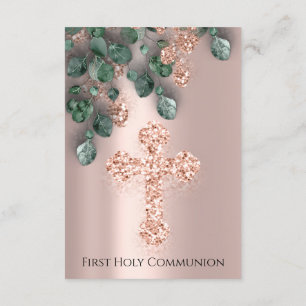 Eukalyptus Greenery Rose Erstkommunion Einladung
